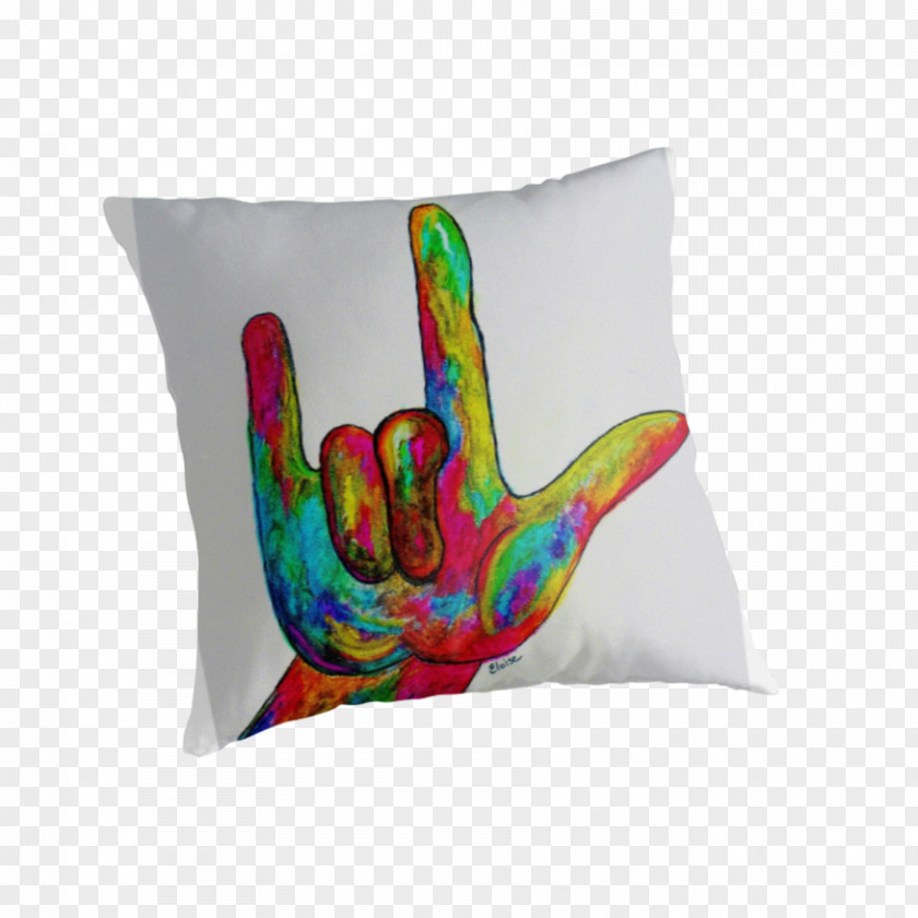 Sign Language I Love You American Pillow Cushion PNG