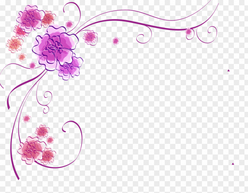 Flowers Border Flower Purple Clip Art PNG