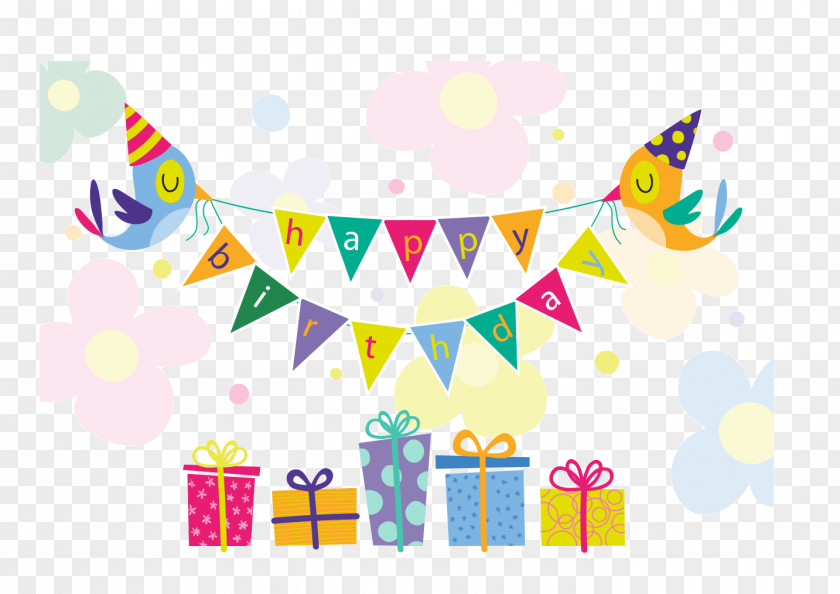 Happy Birthday Elements Cake Gift Greeting Card PNG