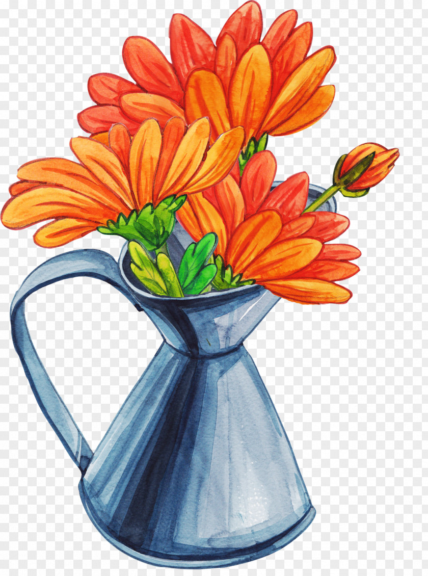 Daisy Vase Cartoon Flower Bouquet PNG