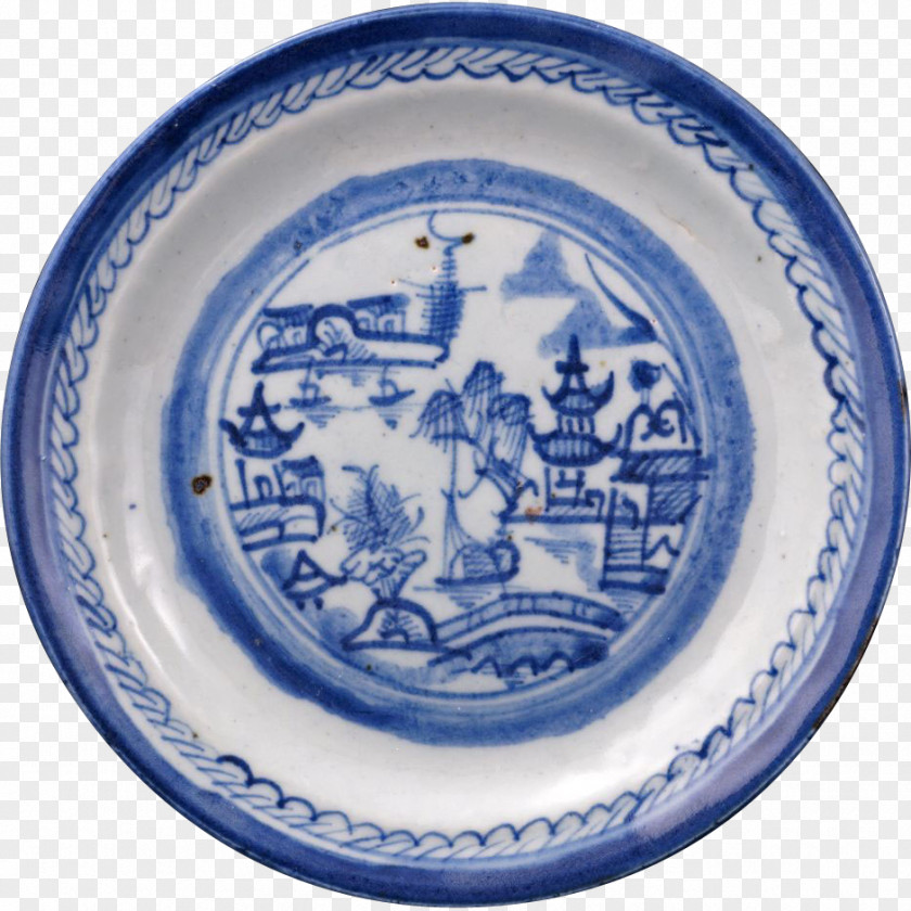 Plate Blue And White Pottery 18th Century Chinese Export Porcelain PNG