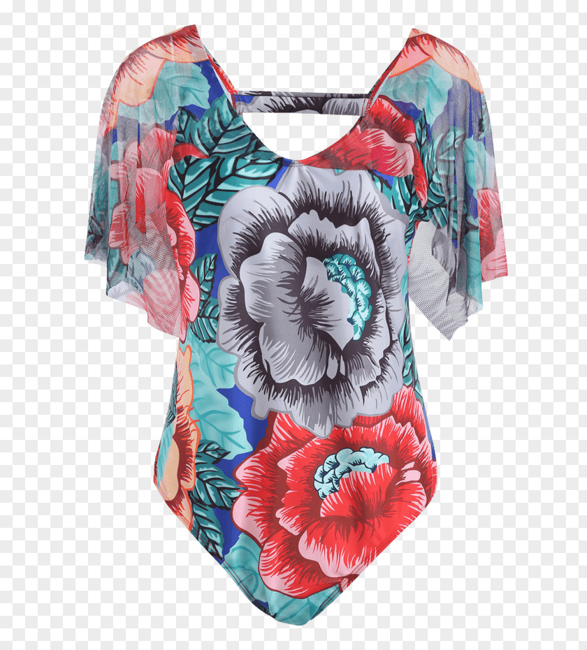 Plus-size Clothing T-shirt One-piece Swimsuit Sleeve Ruffle PNG