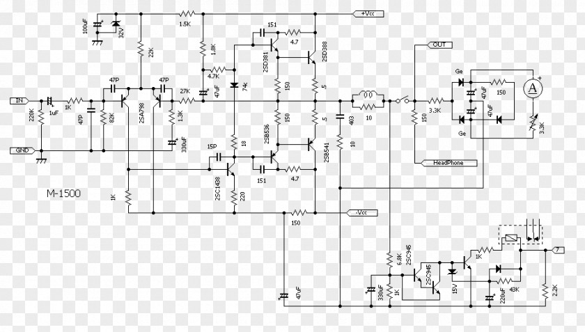 Audio Power Amplifier Schematic Circuit Diagram Electrical Network PNG