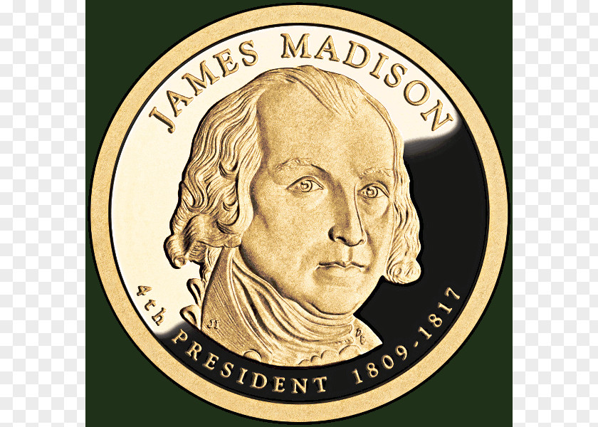 United States James Madison, 1751-1836 Presidential $1 Coin Program Dollar PNG