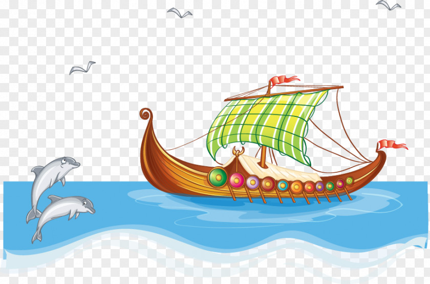 Cartoon Painted Sea Sailing Ship Royalty-free Illustration PNG