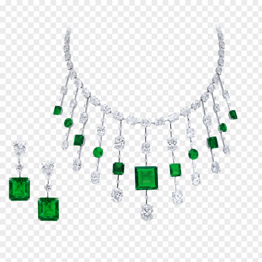Emerald Earring Necklace Jewellery Parure PNG