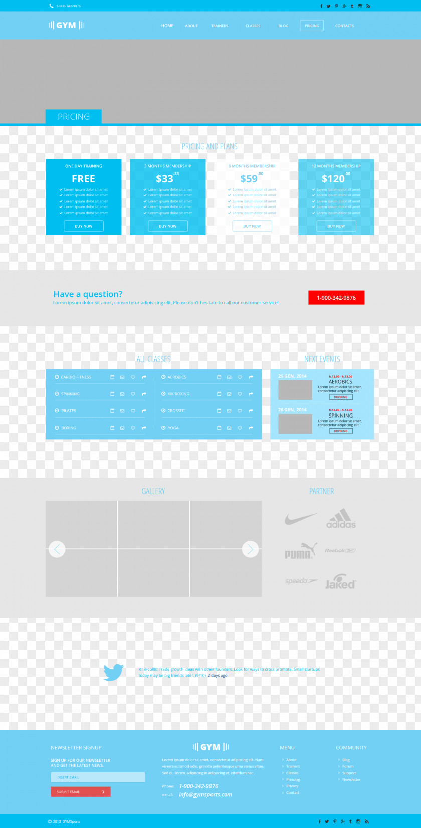 Fitness Course Prices UI User Interface Design PNG