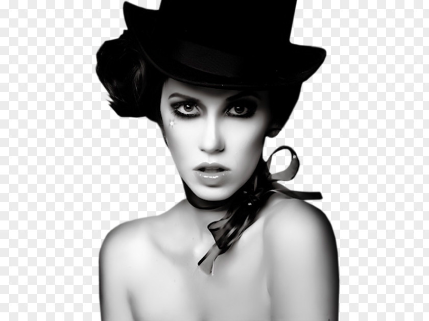 Hat Woman With A Black And White Painting PNG