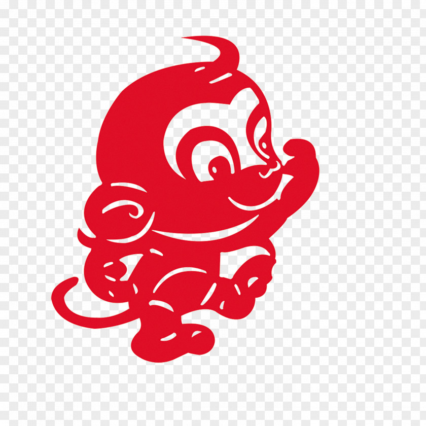 Creative Monkey Papercutting Chinese New Year Fu PNG