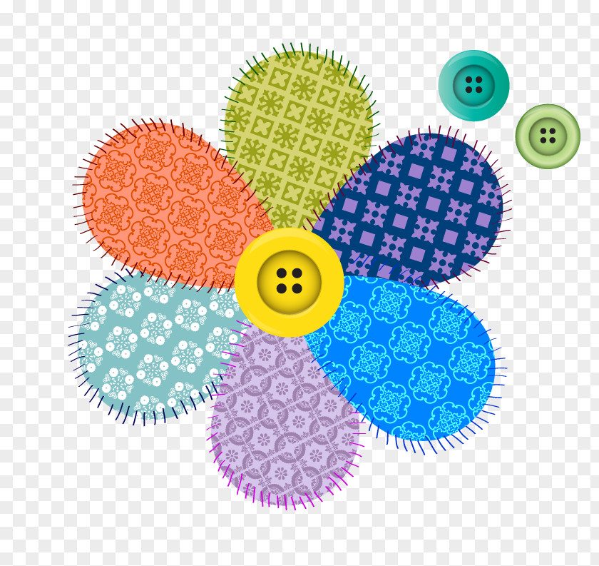 Hand Colored Fabric Flowers Buttons Flower Adobe Illustrator Download PNG