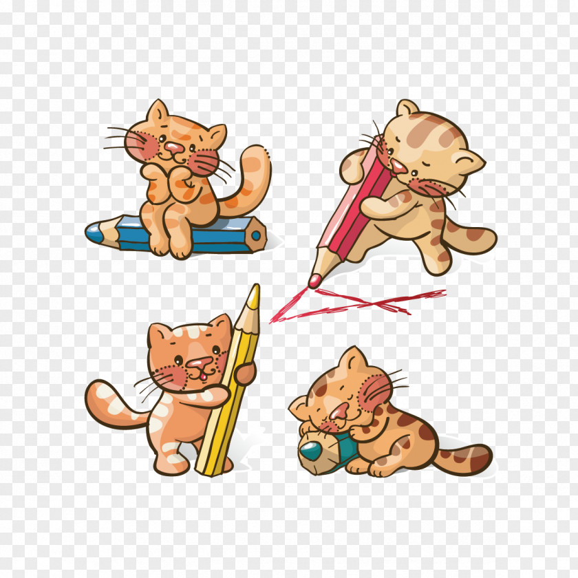 Vector Pen Cat Kitten Cartoon Pencil PNG