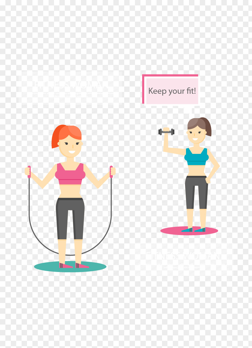 Fitness Woman Physical Exercise Skipping Rope Illustration PNG