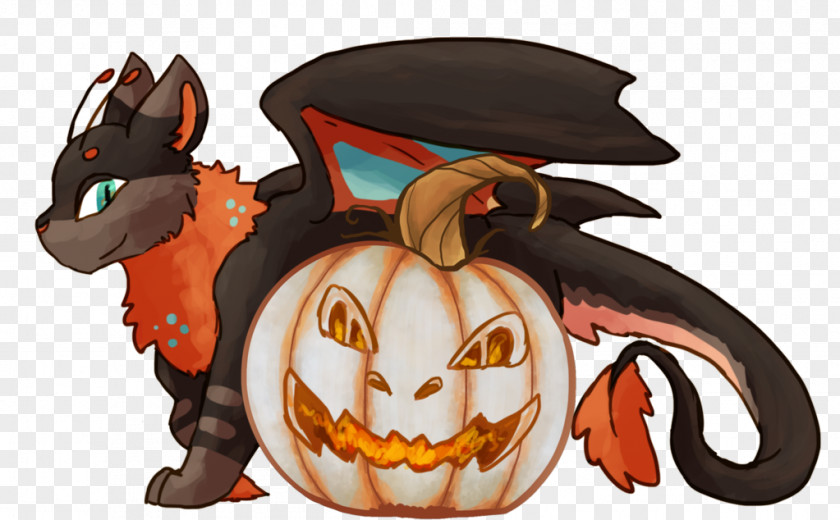 Pumpkin Dragon Halloween Cartoon PNG