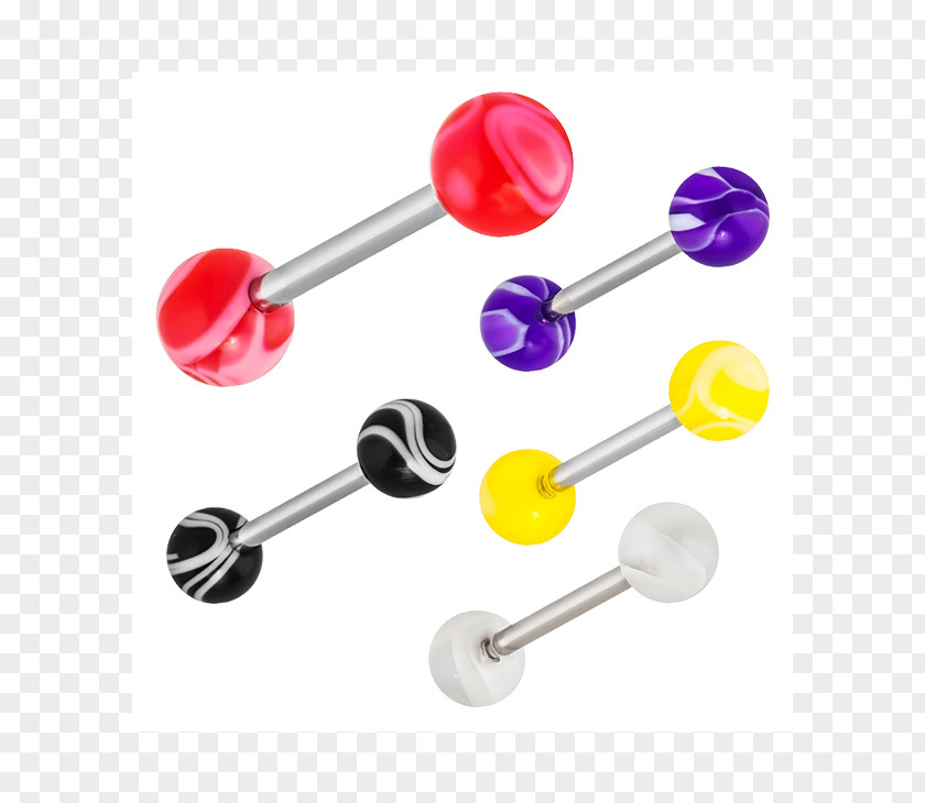 Barbell Body Jewellery Tongue Piercing Magenta PNG