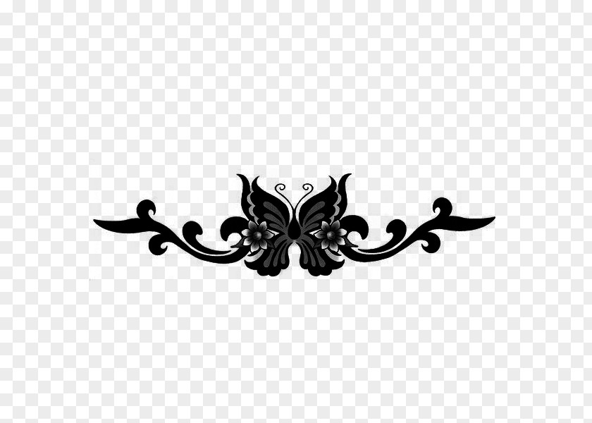 Flower Black Lower-back Tattoo Butterfly Abziehtattoo Sticker PNG