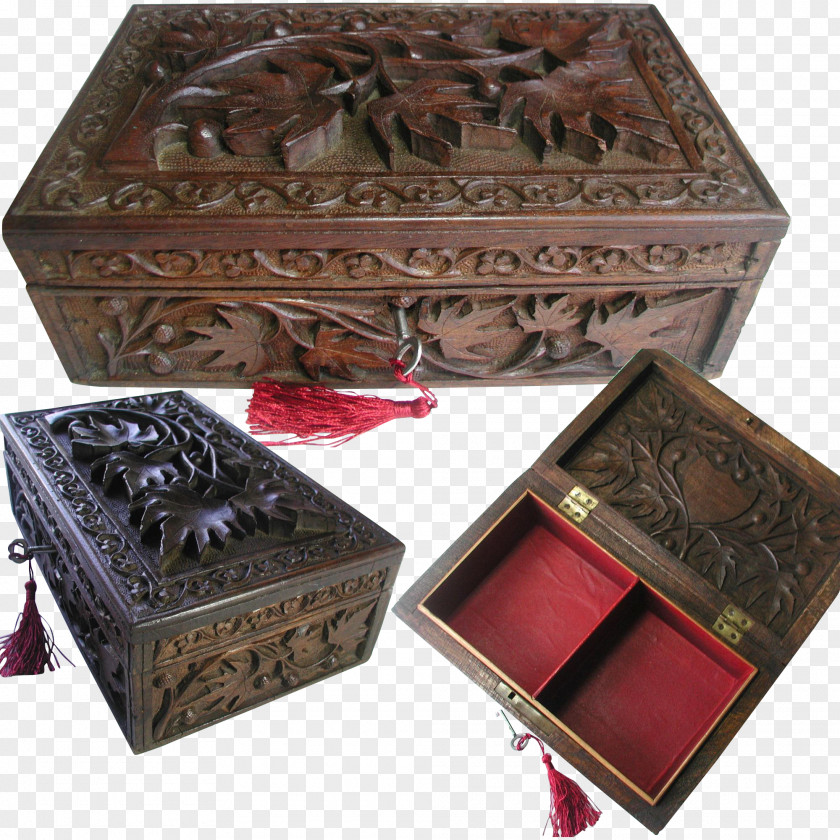 WOOD BOX Wooden Box Anglo-Indian Cigar Wood Carving PNG