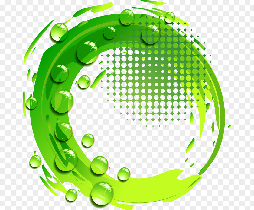 Dark Green Circle Painted Water Droplets Fruit Icon PNG