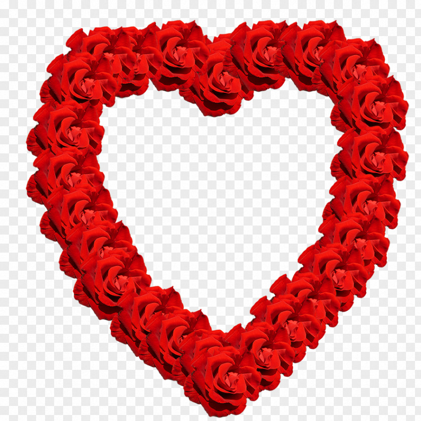 Red Valentine's Day Heart Rose Clip Art PNG