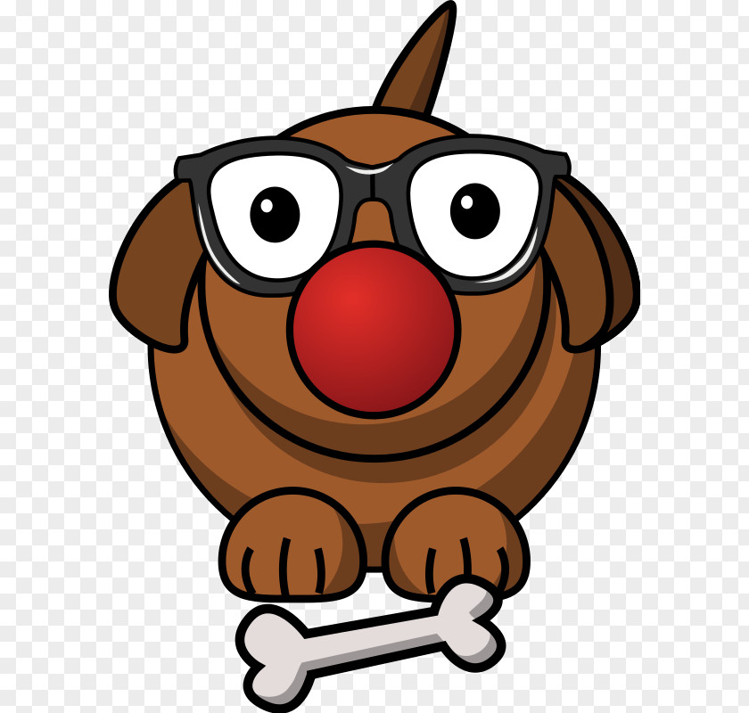 Bespectacled Cartoon Brown Puppy Dog Cat Clip Art PNG