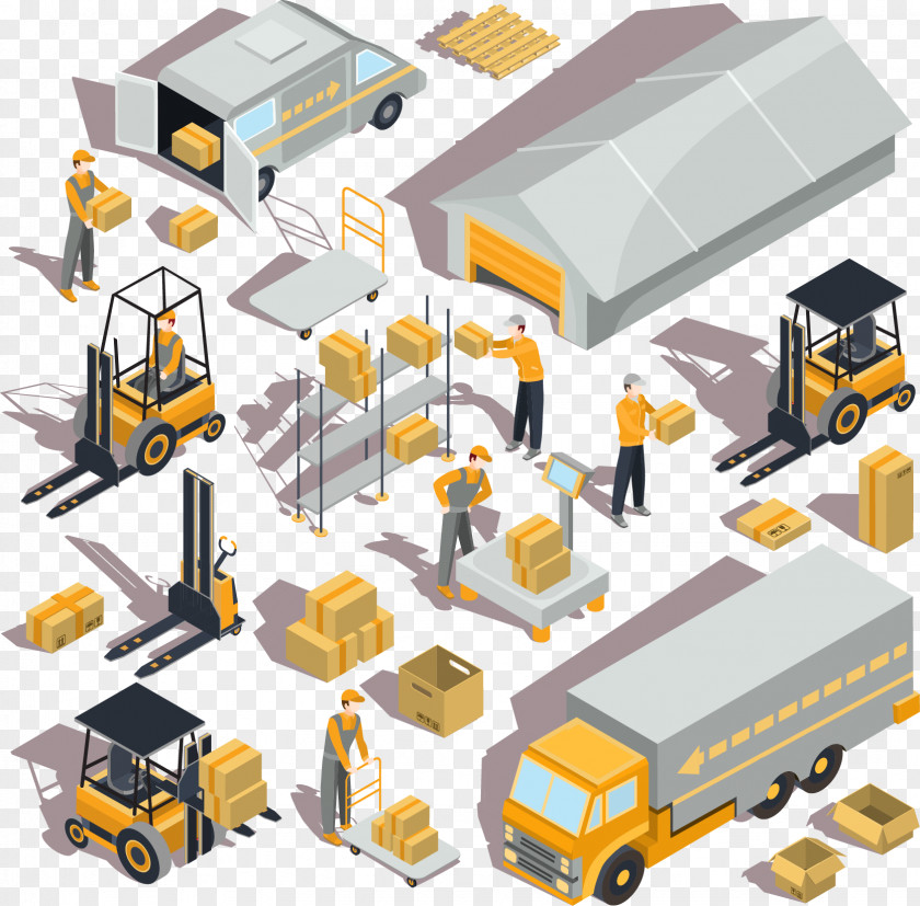 Vector Hand-painted Warehouse Logistics Euclidean Industry PNG
