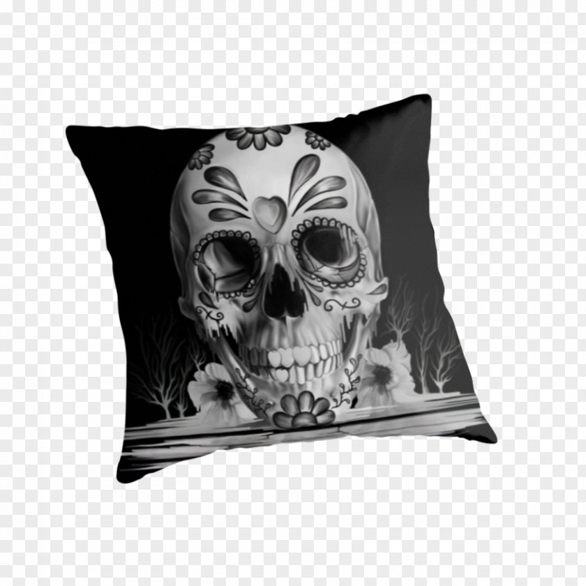 Pillow Throw Pillows Skull Calavera Cushion PNG