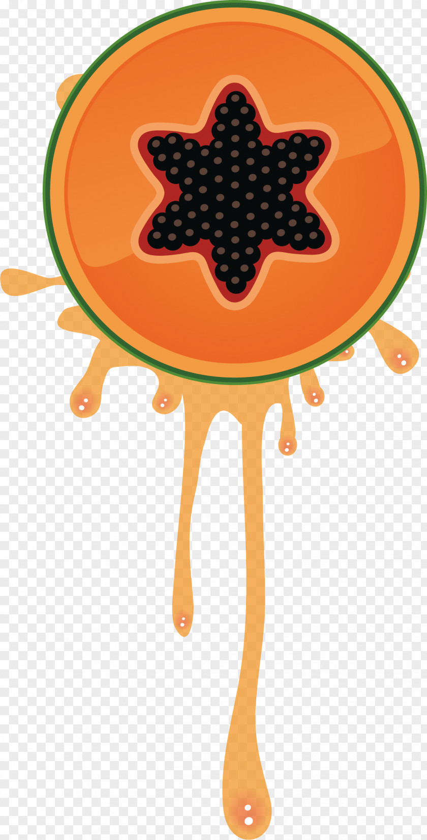 Papaya Fruit Section Vector Orange Juice Smoothie Label PNG