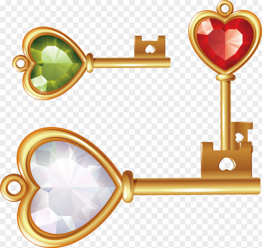 Diamond Gold Key Euclidean Vector Icon PNG