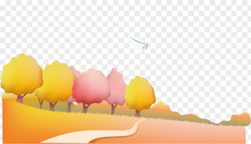 Illustration Autumn Beautiful Scenery Landscape Euclidean Vector Paper PNG