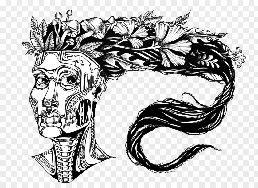 Ink Painting Figures Mask Visual Arts Black And White Drawing Sketch PNG