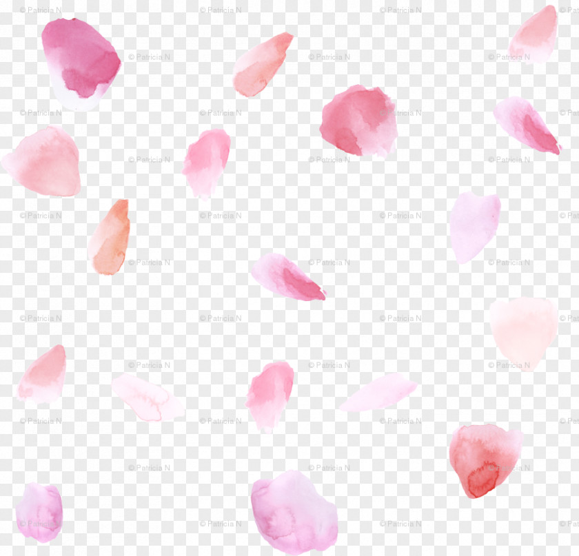 Magenta Heart Pink Petal Pattern PNG