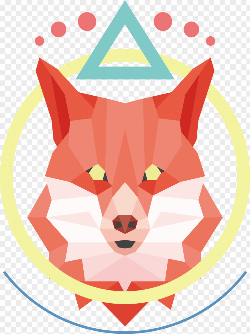 Red Low Polygonal Fox Head Polygon Clip Art PNG
