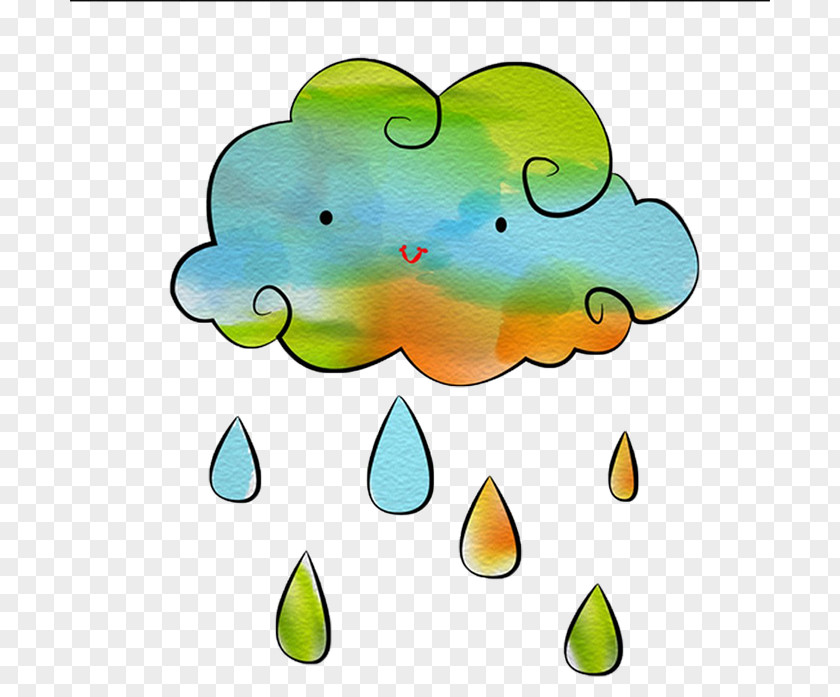Hand Colored Clouds Cloud Rain Painting Drop PNG