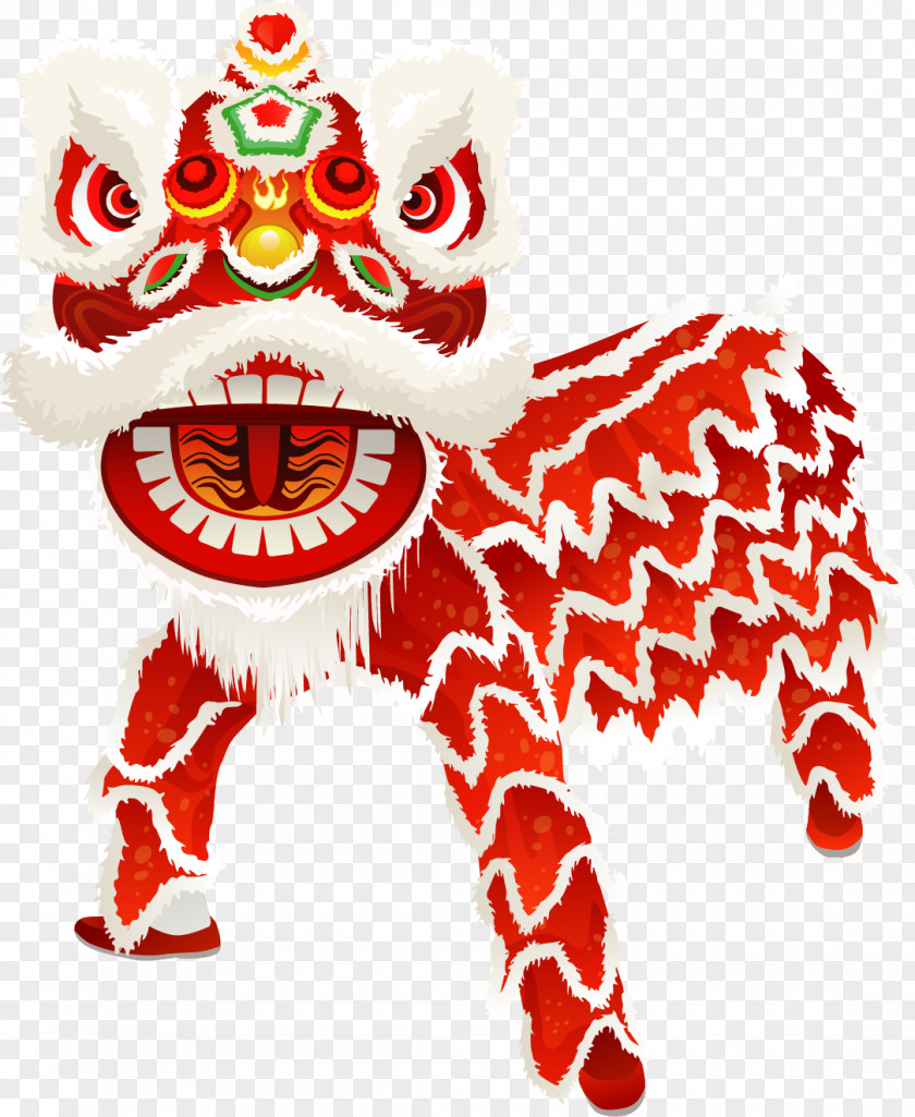 Vector Painted Red Cloth Tiger Chinese New Year Lion Dance Fat Choy Dog PNG