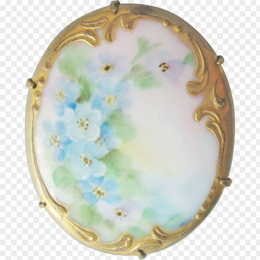 Exquisite Hand-painted Painting Turquoise Ceramic Oval PNG
