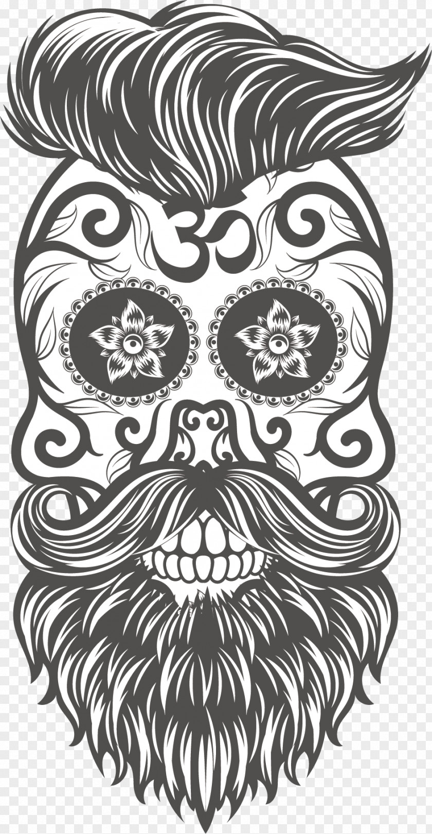 Vector Hand-painted Skulls Moto G5 T-shirt Beard Skull And Crossbones Man PNG