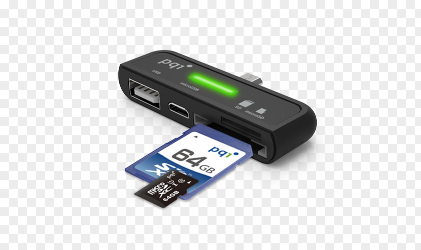 USB Card Reader Power Quotient International On-The-Go 4 In 1 Smart PNG