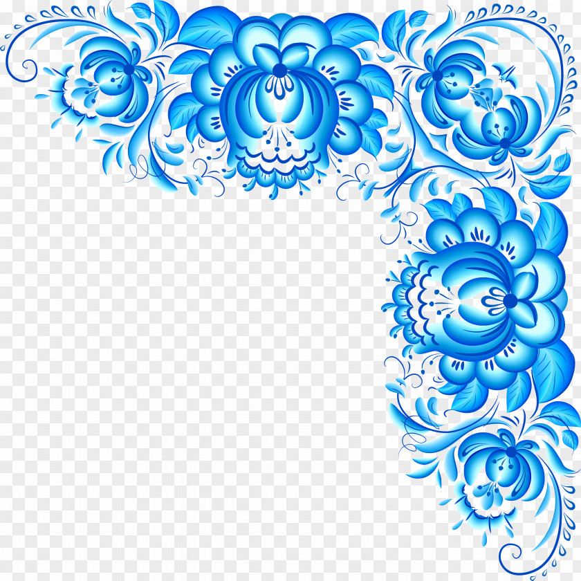 Blue Floral Border Bordiura Bordure Clip Art PNG