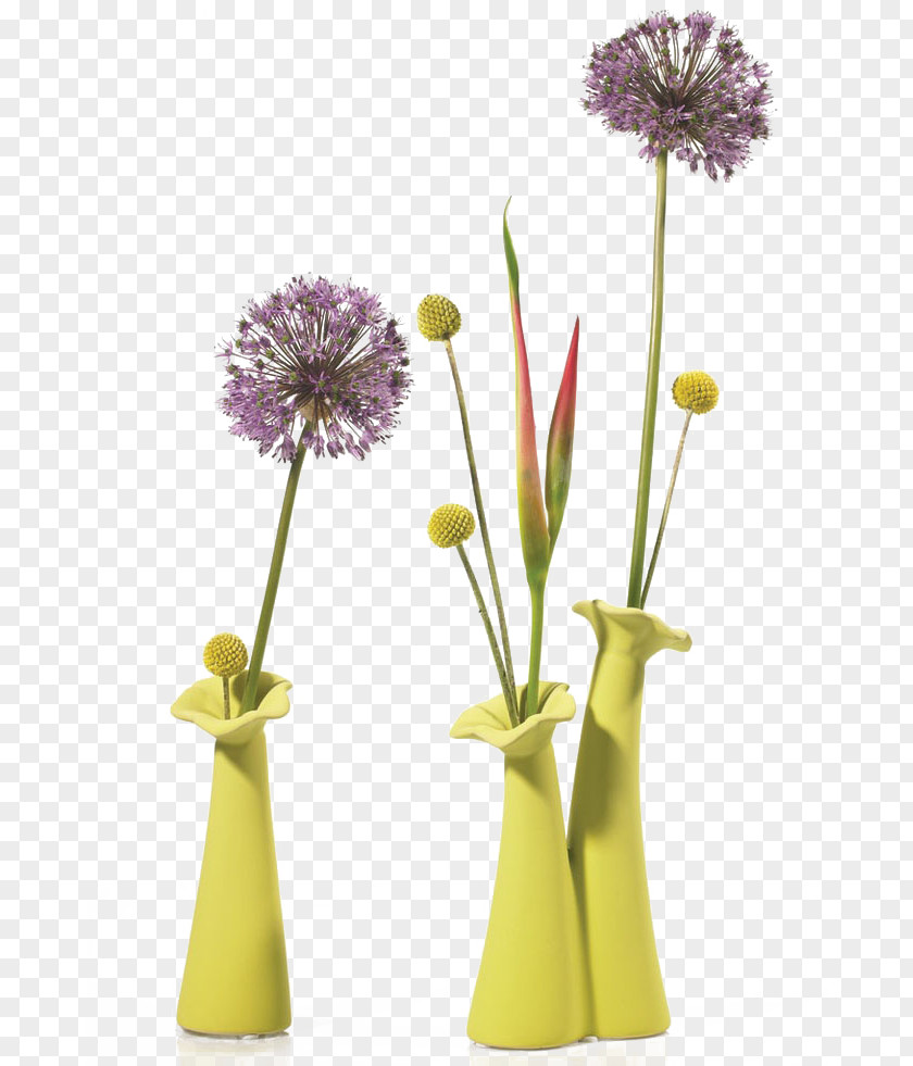 Vase Of Yellow Dandelions Floral Design PNG