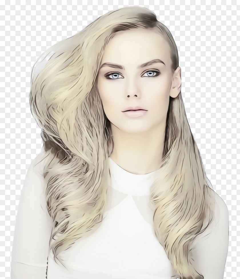 Beauty Long Hair Blond Face Hairstyle White PNG