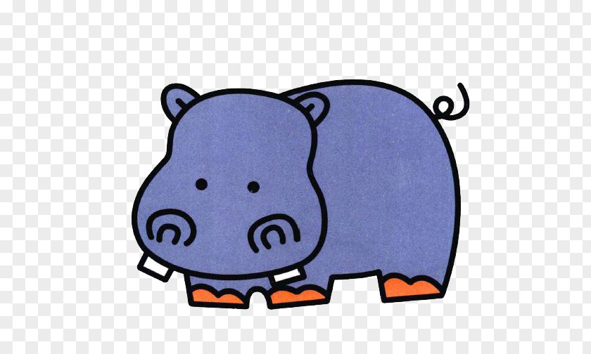 Blue Rhinoceros Hippopotamus Painting Child Cartoon Stroke PNG