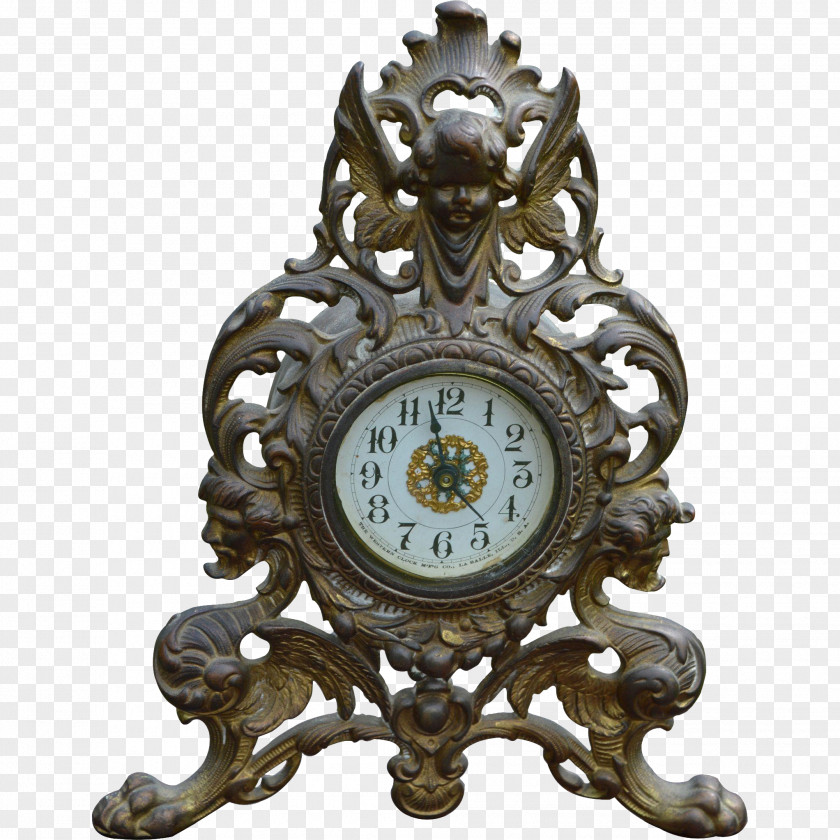 Clock Mantel Metal Antique Wall PNG