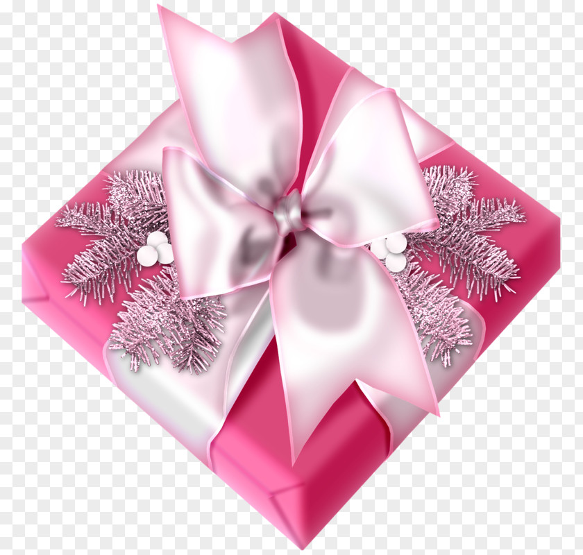 Gift Banner Pink Bow Christmas Clip Art PNG