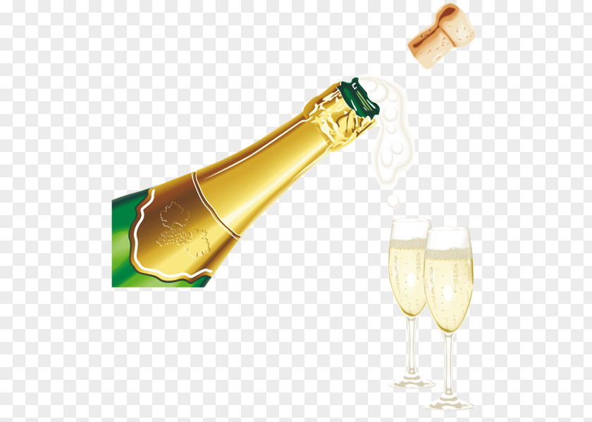 Beer Bottles And Goblets Champagne Cocktail Wine New Year Clip Art PNG