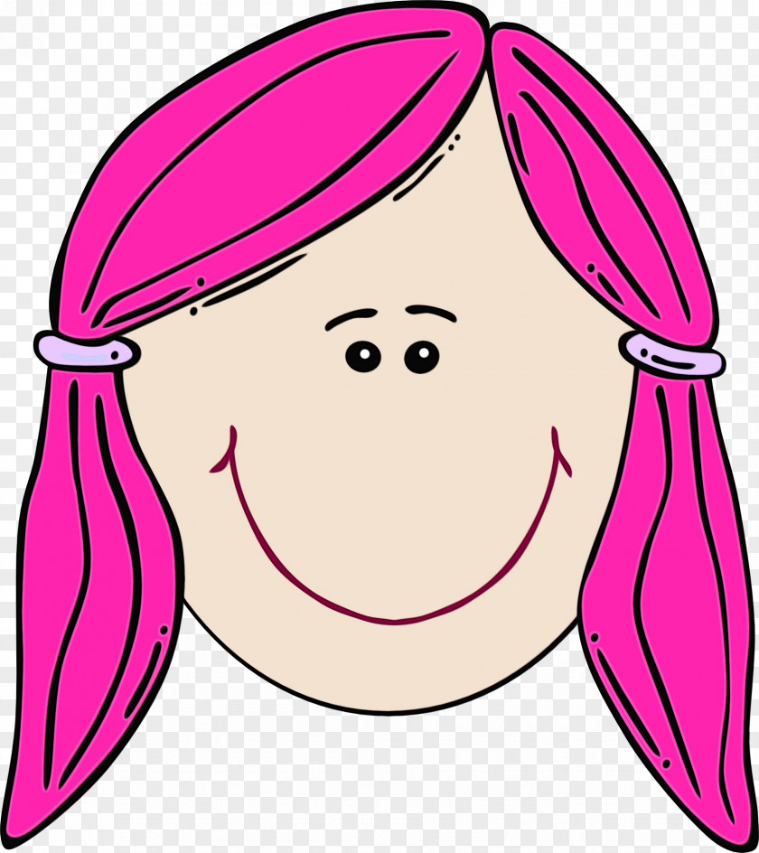 Cartoon Brown Hair Drawing Head Smile PNG