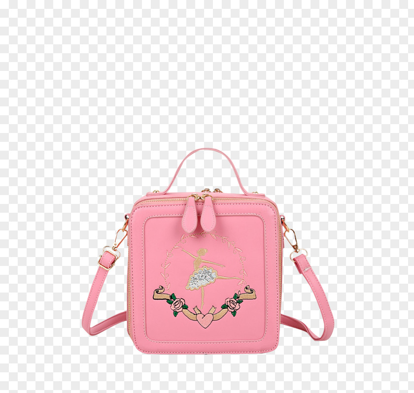 Embroidered Zipper Handbag Ballet Dancer Tote Bag Box PNG