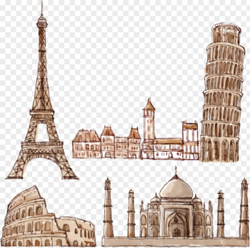 Famous Eiffel Tower Leaning Of Pisa Colosseum New York City PNG