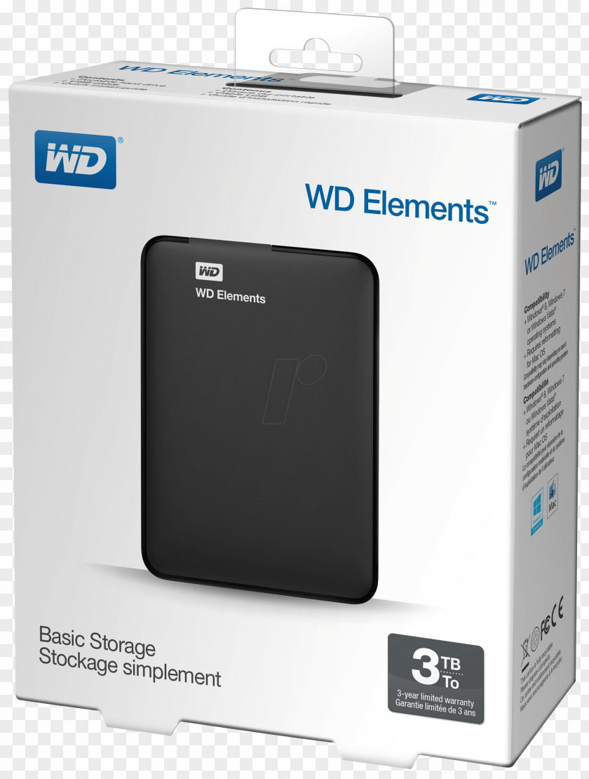 USB Hard Drives Western Digital WD Elements Portable HDD Terabyte 3.0 PNG