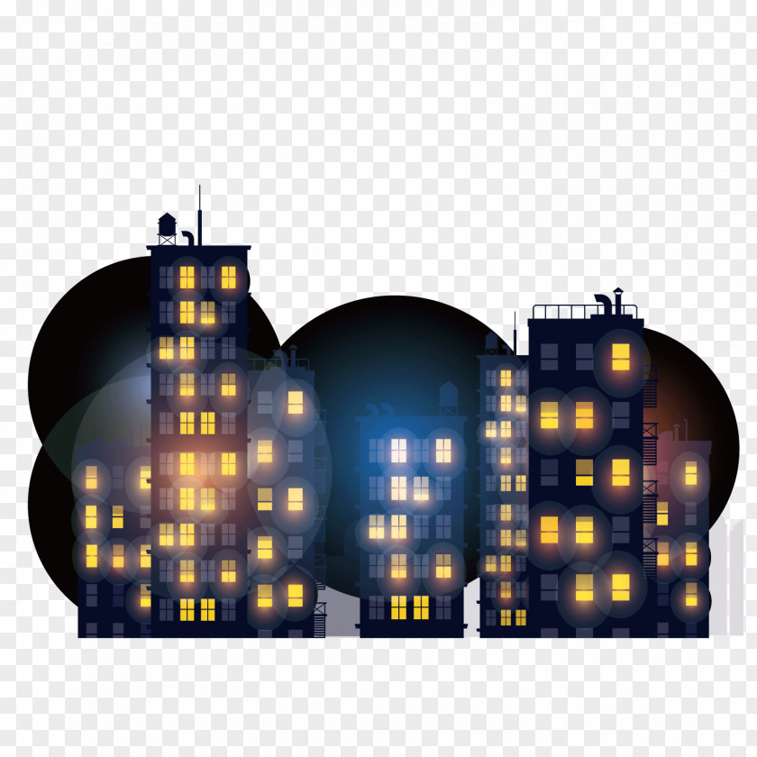 Vector Residential Area Night City Sky PNG