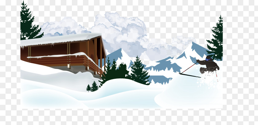Vector Snow Skiing Ski Resort Clip Art PNG