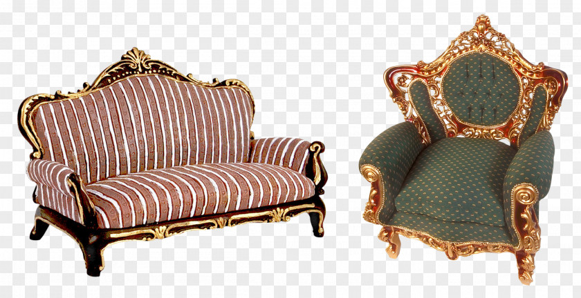 European Sofa Furniture Baroque Wing Chair Couch PNG